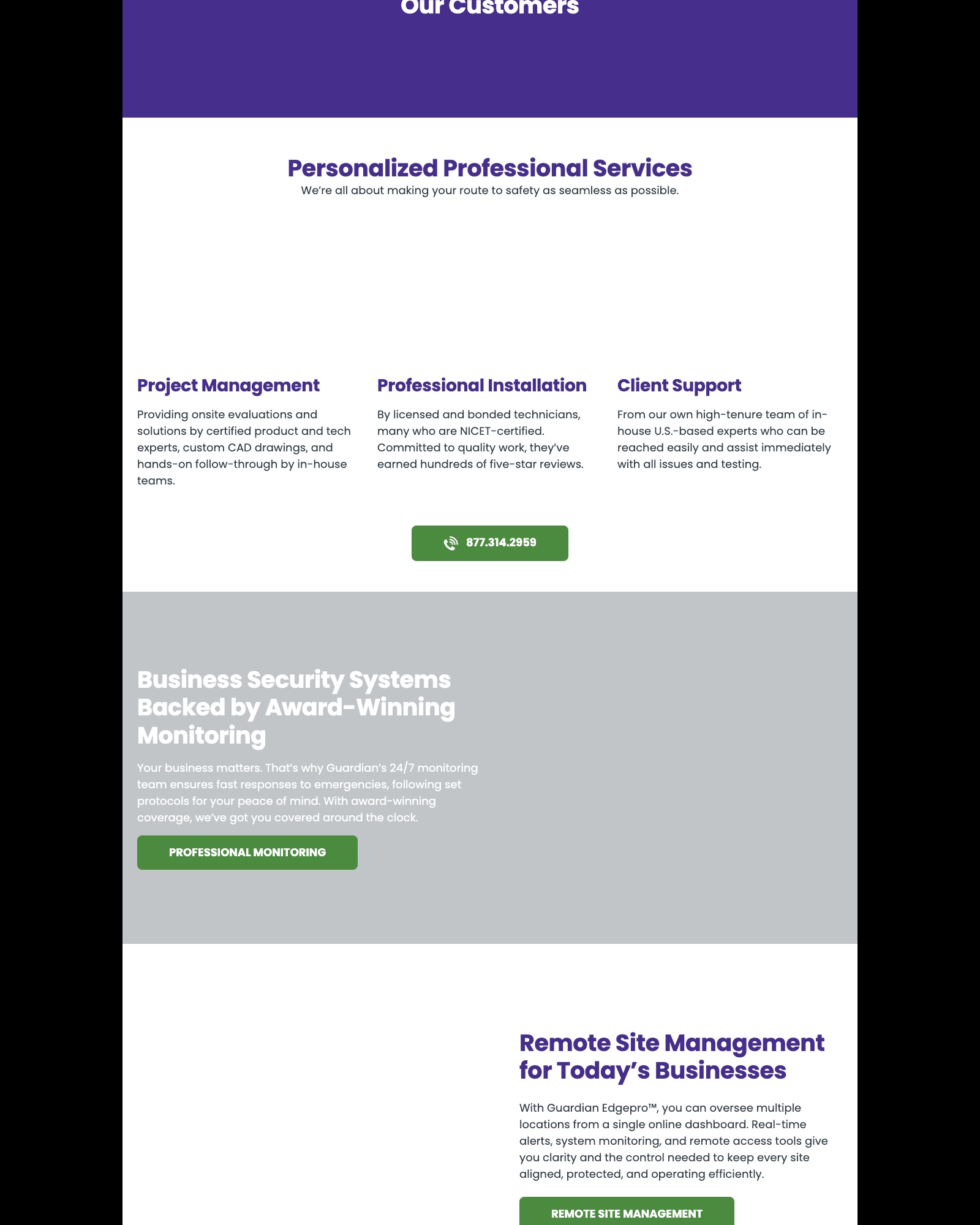 Guardian Protection business security page